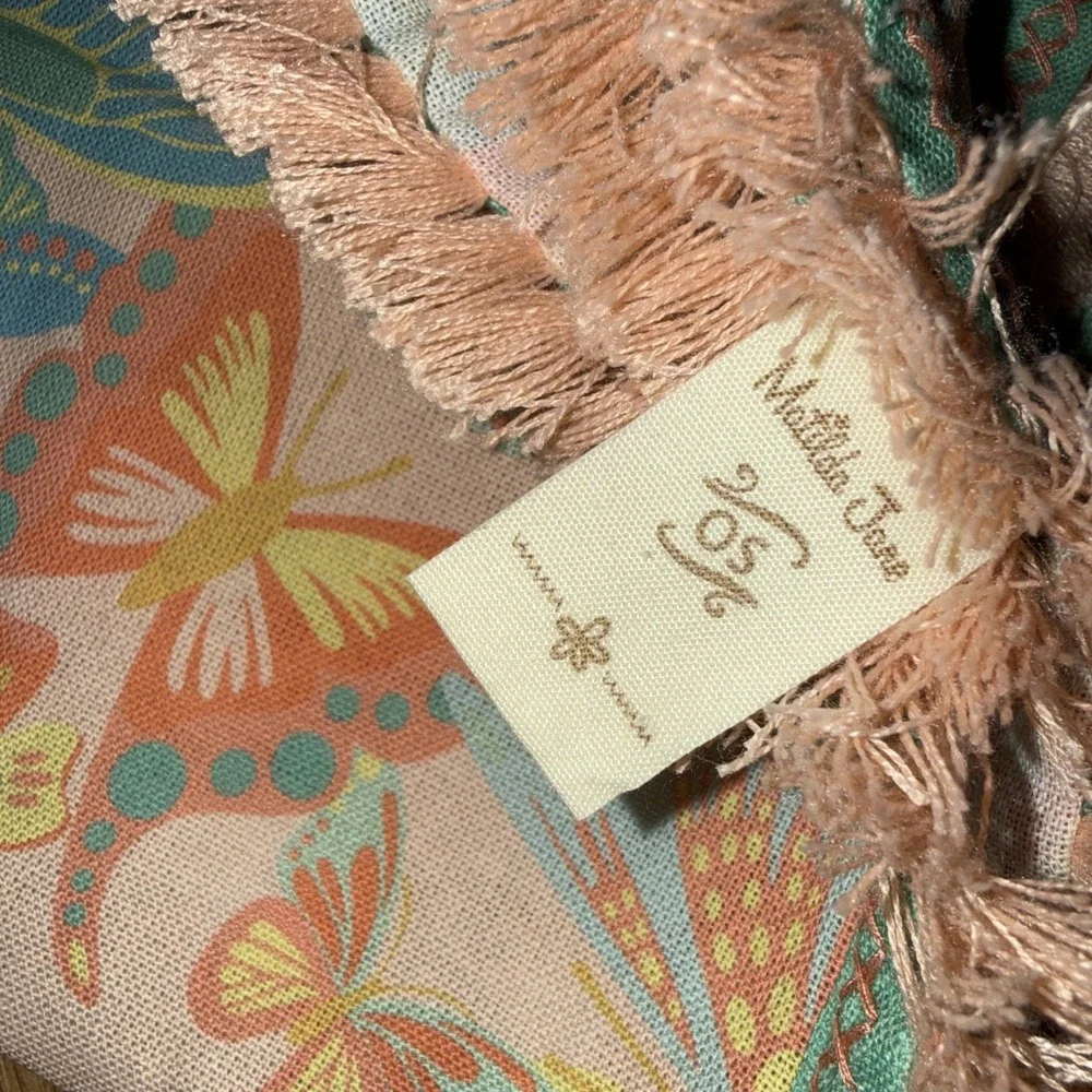 Matilda Jane Butterfly Kitchen Hand Towel Cotton Peach Colored Fringe Hem